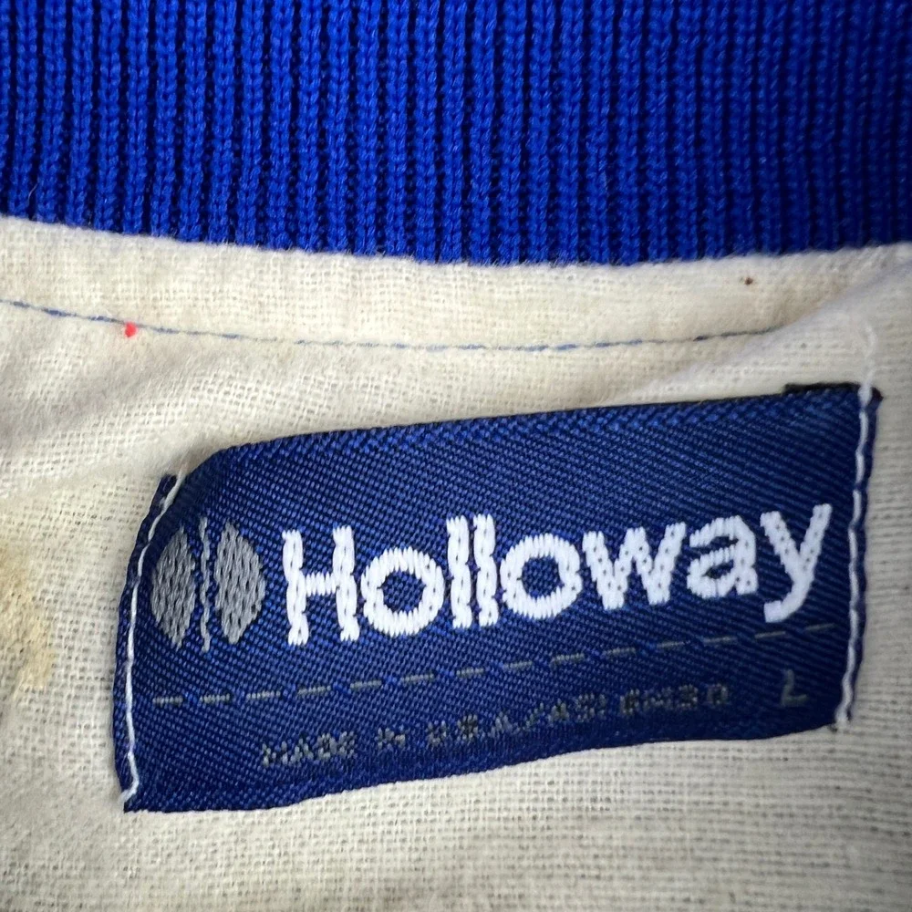 Holloway Varsity Jacket Mens Large‎ Blue Arapahoe Satin Bomber Vintage USA Made